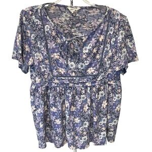 Lucky Brand Women’s Purple Boho Flower Shirt Size Medium 100% Cotton